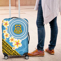 Tuvalu Plumeria Flowers Luggage Cover Polynesian Tribal Pattern