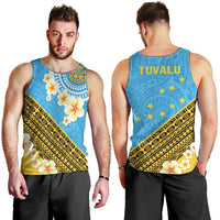 Tuvalu Plumeria Flowers Men Tank Top Polynesian Tribal Pattern LT9 - Polynesian Pride