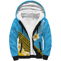 Tuvalu Plumeria Flowers Sherpa Hoodie Polynesian Tribal Pattern LT9 Unisex Blue - Polynesian Pride
