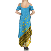 Tuvalu Plumeria Flowers Summer Maxi Dress Polynesian Tribal Pattern LT9 - Polynesian Pride