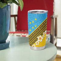Tuvalu Plumeria Flowers Tumbler Cup Polynesian Tribal Pattern LT9 - Polynesian Pride