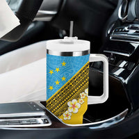 Tuvalu Plumeria Flowers Tumbler With Handle Polynesian Tribal Pattern LT9 - Polynesian Pride