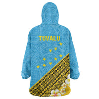 Tuvalu Plumeria Flowers Wearable Blanket Hoodie Polynesian Tribal Pattern LT9 - Polynesian Pride