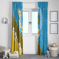 Tuvalu Plumeria Flowers Window Curtain Polynesian Tribal Pattern LT9 - Polynesian Pride