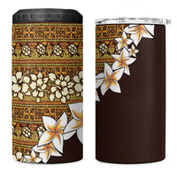 Vintage Hibiscus Turtle Pattern 4 in 1 Can Cooler Tumbler with Plumeria Half Style