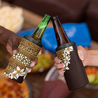 Vintage Hibiscus Turtle Pattern 4 in 1 Can Cooler Tumbler with Plumeria Half Style