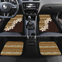 Vintage Hibiscus Turtle Pattern Car Mats with Plumeria Half Style LT9 Set 4pcs Gold - Polynesian Pride