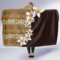 Vintage Hibiscus Turtle Pattern Hooded Blanket with Plumeria Half Style LT9 One Size Gold - Polynesian Pride