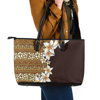 Vintage Hibiscus Turtle Pattern Leather Tote Bag with Plumeria Half Style LT9 - Polynesian Pride