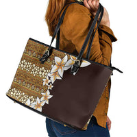 Vintage Hibiscus Turtle Pattern Leather Tote Bag with Plumeria Half Style LT9 - Polynesian Pride
