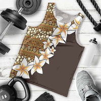 Vintage Hibiscus Turtle Pattern Men Tank Top with Plumeria Half Style LT9 - Polynesian Pride