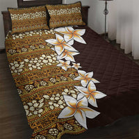 Vintage Hibiscus Turtle Pattern Quilt Bed Set with Plumeria Half Style LT9 Gold - Polynesian Pride