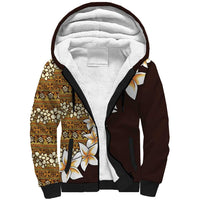 Vintage Hibiscus Turtle Pattern Sherpa Hoodie with Plumeria Half Style LT9 Unisex Gold - Polynesian Pride