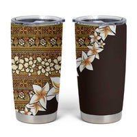 Vintage Hibiscus Turtle Pattern Tumbler Cup with Plumeria Half Style LT9 Gold - Polynesian Pride