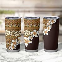 Vintage Hibiscus Turtle Pattern Tumbler Cup with Plumeria Half Style LT9 - Polynesian Pride