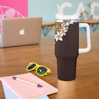 Vintage Hibiscus Turtle Pattern Tumbler With Handle with Plumeria Half Style LT9 - Polynesian Pride