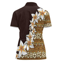 Vintage Hibiscus Turtle Pattern Women Polo Shirt with Plumeria Half Style