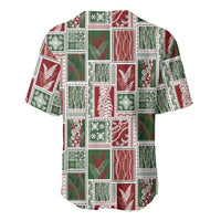 Mele Kalikimaka Hawaiian Quilt and Lei Patchwork Baseball Jersey LT9 - Polynesian Pride