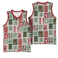 Mele Kalikimaka Hawaiian Quilt and Lei Patchwork Basketball Jersey LT9 - Polynesian Pride