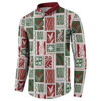 Mele Kalikimaka Hawaiian Quilt and Lei Patchwork Button Sweatshirt - Polynesian Pride