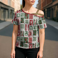 Mele Kalikimaka Hawaiian Quilt and Lei Patchwork Cross Shoulder Shirt LT9 - Polynesian Pride