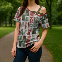 Mele Kalikimaka Hawaiian Quilt and Lei Patchwork Cross Shoulder Shirt LT9 - Polynesian Pride