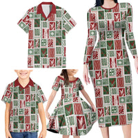 Mele Kalikimaka Hawaiian Quilt and Lei Patchwork Family Matching Long Sleeve Bodycon Dress and Hawaiian Shirt - Polynesian Pride