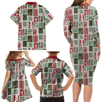 Mele Kalikimaka Hawaiian Quilt and Lei Patchwork Family Matching Long Sleeve Bodycon Dress and Hawaiian Shirt - Polynesian Pride