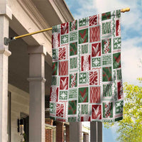 Mele Kalikimaka Hawaiian Quilt and Lei Patchwork Garden Flag - Polynesian Pride