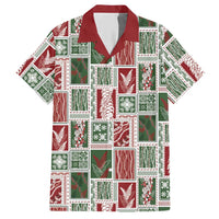 Mele Kalikimaka Hawaiian Quilt and Lei Patchwork Hawaiian Shirt LT9 Red - Polynesian Pride