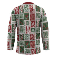 Mele Kalikimaka Hawaiian Quilt and Lei Patchwork Hockey Jersey LT9 - Polynesian Pride
