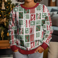 Mele Kalikimaka Hawaiian Quilt and Lei Patchwork Kid Ugly Christmas Sweater - Polynesian Pride
