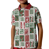Mele Kalikimaka Hawaiian Quilt and Lei Patchwork Kid Polo Shirt - Polynesian Pride