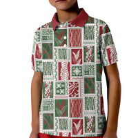 Mele Kalikimaka Hawaiian Quilt and Lei Patchwork Kid Polo Shirt LT9 Kid Red - Polynesian Pride