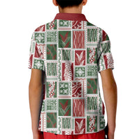 Mele Kalikimaka Hawaiian Quilt and Lei Patchwork Kid Polo Shirt LT9 - Polynesian Pride