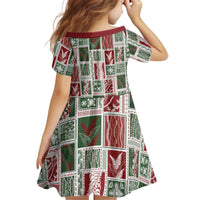 Mele Kalikimaka Hawaiian Quilt and Lei Patchwork Kid Short Sleeve Dress LT9 - Polynesian Pride