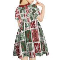 Mele Kalikimaka Hawaiian Quilt and Lei Patchwork Kid Short Sleeve Dress LT9 - Polynesian Pride