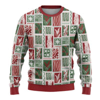 Mele Kalikimaka Hawaiian Quilt and Lei Patchwork Ugly Christmas Sweater - Polynesian Pride