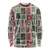 Mele Kalikimaka Hawaiian Quilt and Lei Patchwork Long Sleeve Shirt - Polynesian Pride