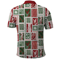 Mele Kalikimaka Hawaiian Quilt and Lei Patchwork Polo Shirt - Polynesian Pride