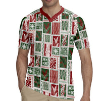 Mele Kalikimaka Hawaiian Quilt and Lei Patchwork Rugby Jersey LT9 - Polynesian Pride