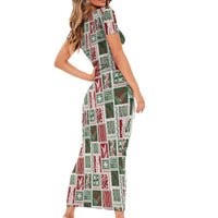 Mele Kalikimaka Hawaiian Quilt and Lei Patchwork Short Sleeve Bodycon Dress LT9 - Polynesian Pride