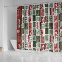 Mele Kalikimaka Hawaiian Quilt and Lei Patchwork Shower Curtain - Polynesian Pride