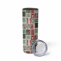 Mele Kalikimaka Hawaiian Quilt and Lei Patchwork Skinny Tumbler - Polynesian Pride
