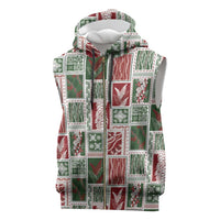 Mele Kalikimaka Hawaiian Quilt and Lei Patchwork Sleeveless Zip Hoodie LT9 Red - Polynesian Pride