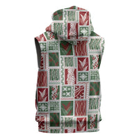 Mele Kalikimaka Hawaiian Quilt and Lei Patchwork Sleeveless Zip Hoodie - Polynesian Pride