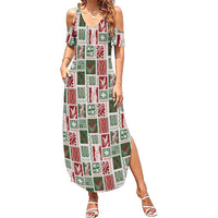 Mele Kalikimaka Hawaiian Quilt and Lei Patchwork Summer Maxi Dress LT9 Women Red - Polynesian Pride