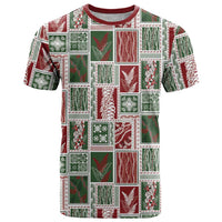 Mele Kalikimaka Hawaiian Quilt and Lei Patchwork T Shirt - Polynesian Pride