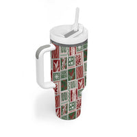 Mele Kalikimaka Hawaiian Quilt and Lei Patchwork Tumbler With Handle - Polynesian Pride