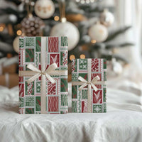 Mele Kalikimaka Hawaiian Quilt and Lei Patchwork Wrapping Paper - Polynesian Pride